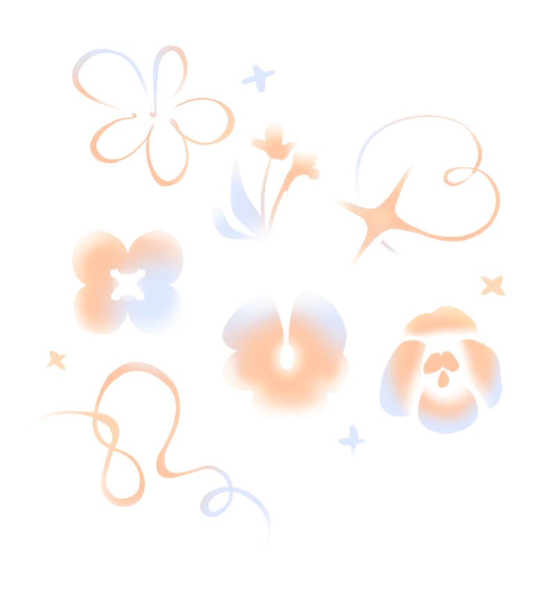 Gradient pansy illustrations