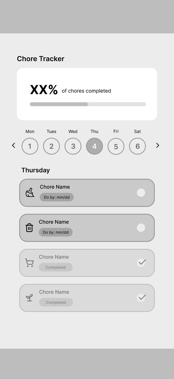Chore tracker lo-fi iteration one