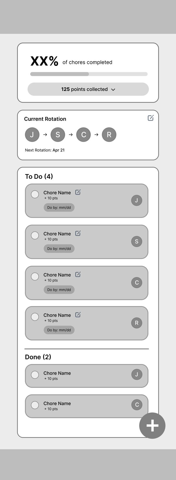Chore tracker lo-fi iteration two
