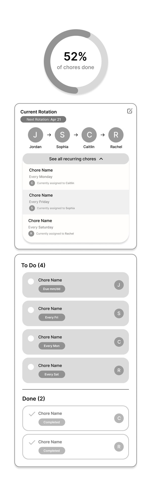 Chore tracker lo-fi iteration four