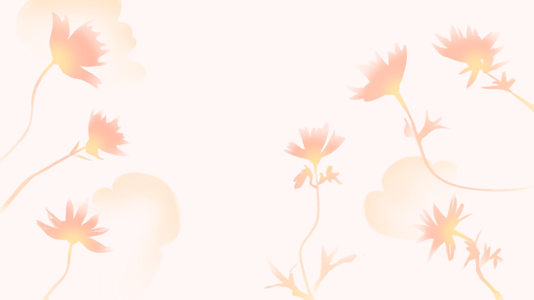 Wide illustration of soft orange flowers on a cream background