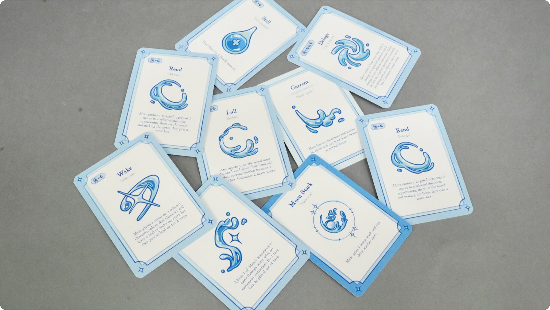Spread of Mere's character cards