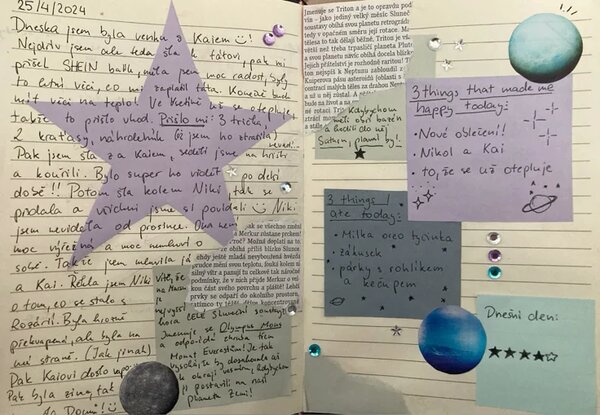 Journal page with purple star and notes
